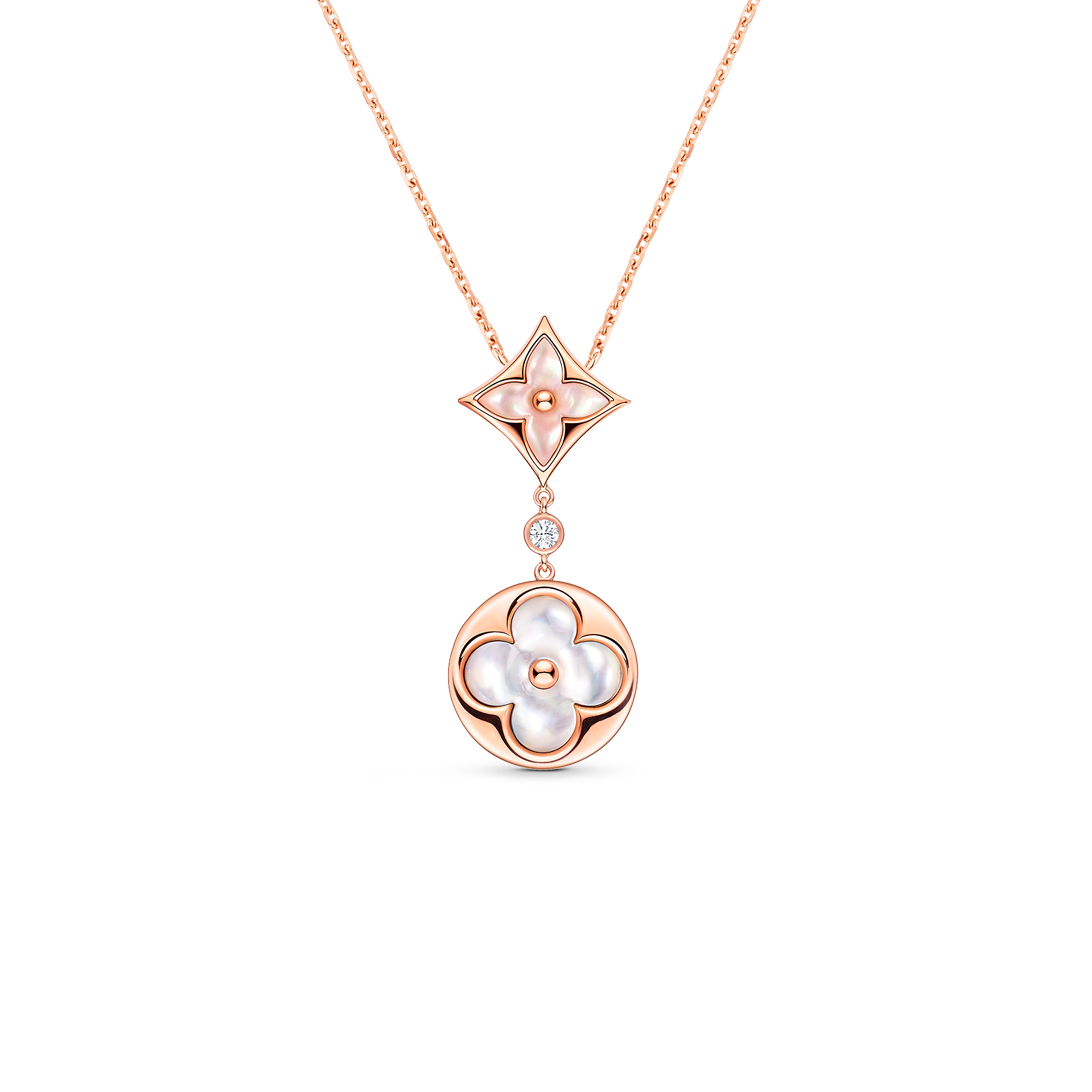 LOUIS VUITTON COLOUR BLOSSOM NECKLACE, PINK GOLD, PINK MOTHER-OF-PEARL, WHITE MOTHER-OF-PEARL AND DIAMOND Q94355